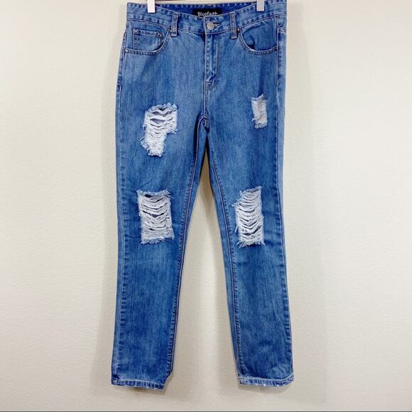 Blue Faith | Distressed Straight Leg Jeans Sz 5 - Picture 1 of 6